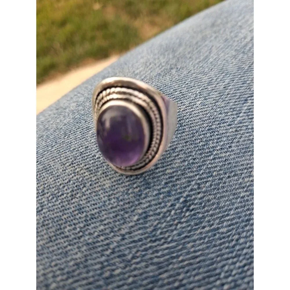 Boho Victorian Gothic Whimsigoth Fairy Dark Academia Steampunk Amethyst Ring